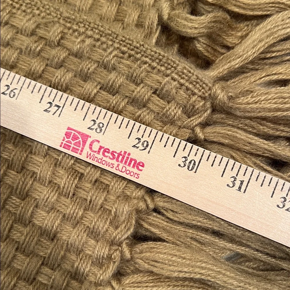 Cozy Basketweave Textured Brown Mustard Acrylic Throw Blanket with Fringe 51x67